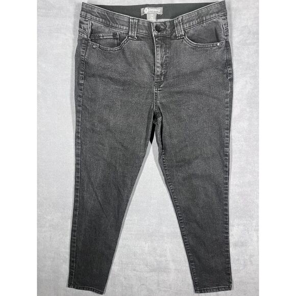 Democracy Skinny Jeans Women 14 Black Denim Mid-Rise 5-Pocket Medium Wash Preppy - Picture 1 of 8